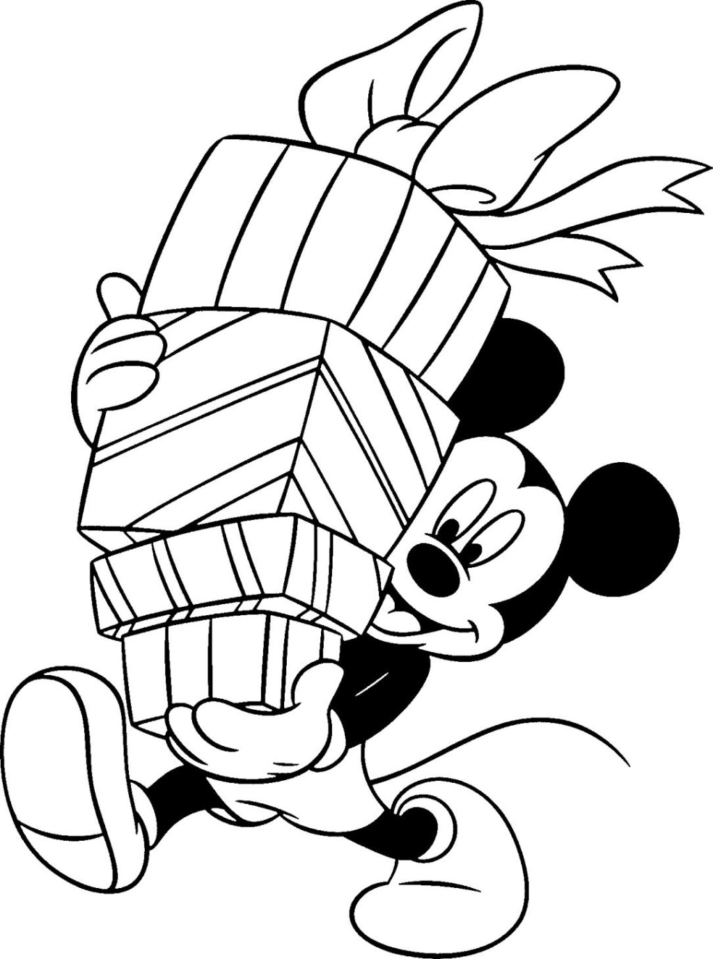Picture of: disney-christmas-coloring-pages-mickey-mouse-holding-gifts