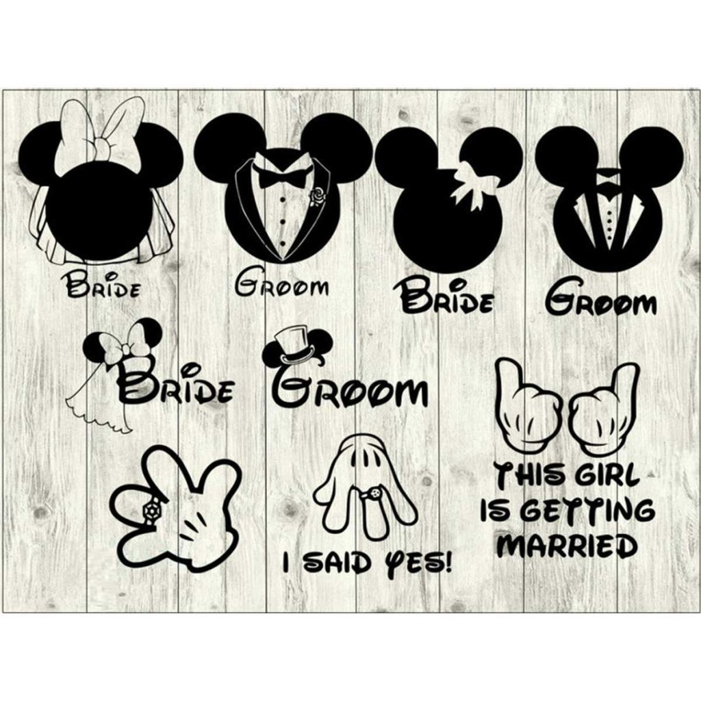 Picture of: Disney Wedding SVG Bundle, Disney SVG bundle, Disney cut file, clipart, svg  files for silhouette, files for cricut, svg,