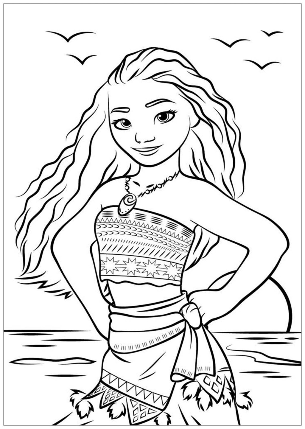 Picture of: Free Vaiana drawing to print and color – Moana Kids Coloring Pages
