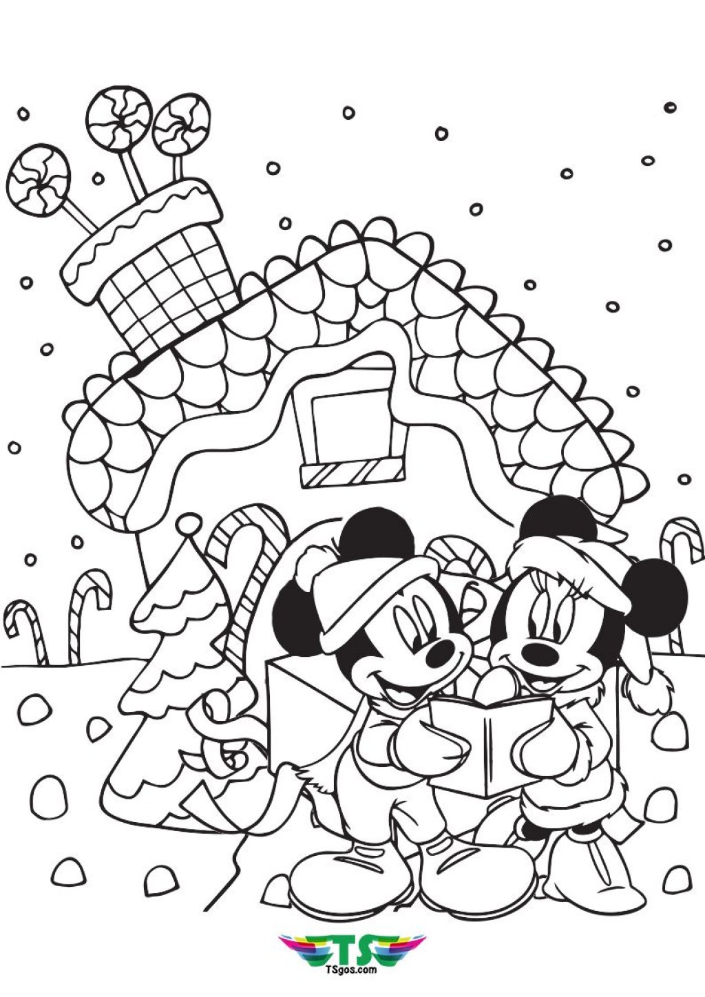 Picture of: Mickey and Minnie disney christmas coloring pages  Christmas