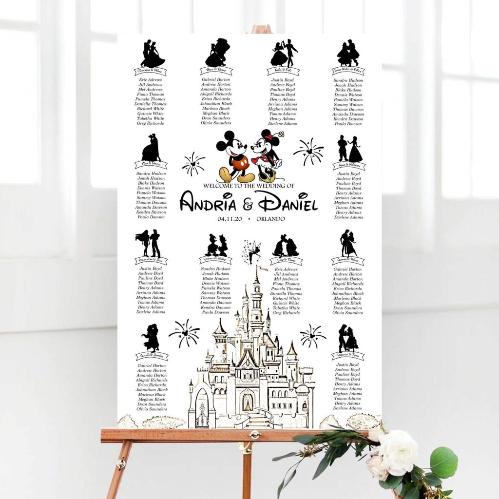 Picture of: Mickey and Minnie Wedding Seating Chart Disney Characters – Etsy