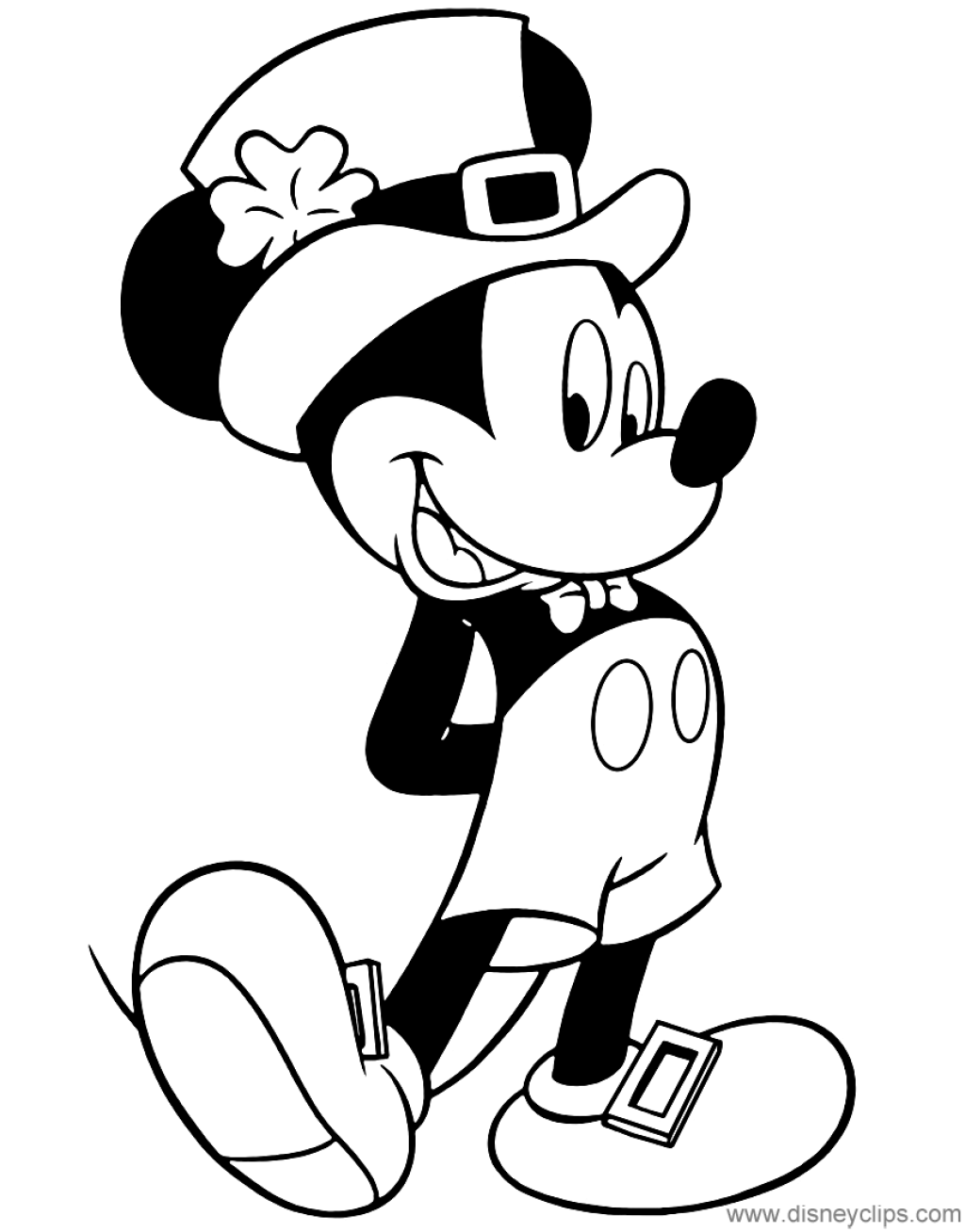 Picture of: Mickey Mouse dressed up for St-Patrick’s Day coloring page