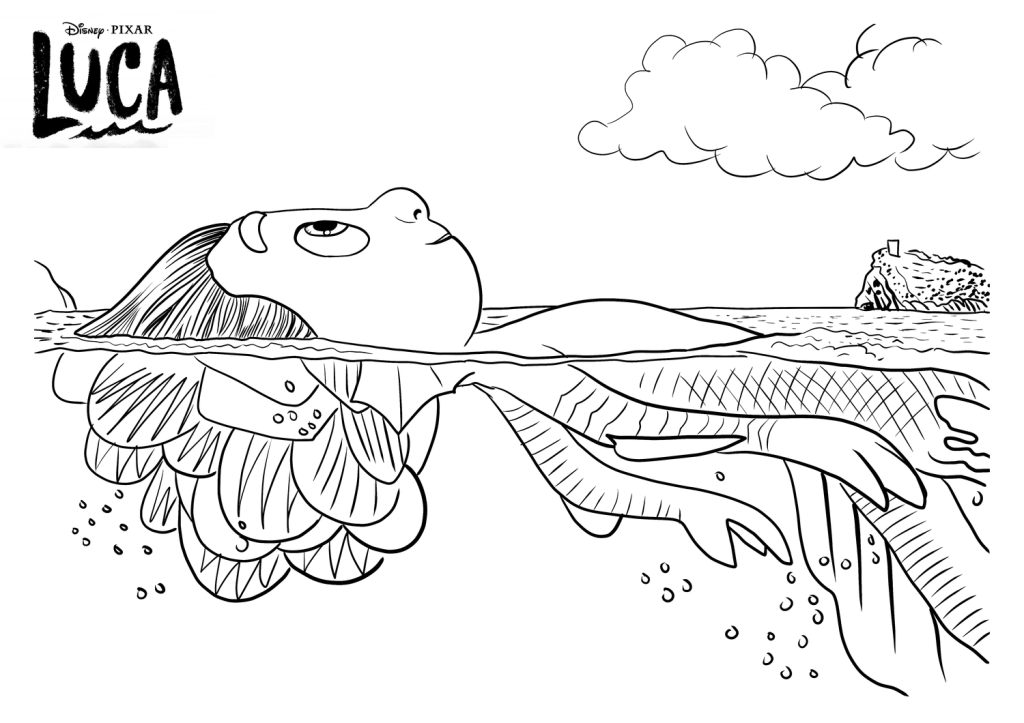 Picture of: Sea Monster Luca Coloring Page  Monster coloring pages, Disney