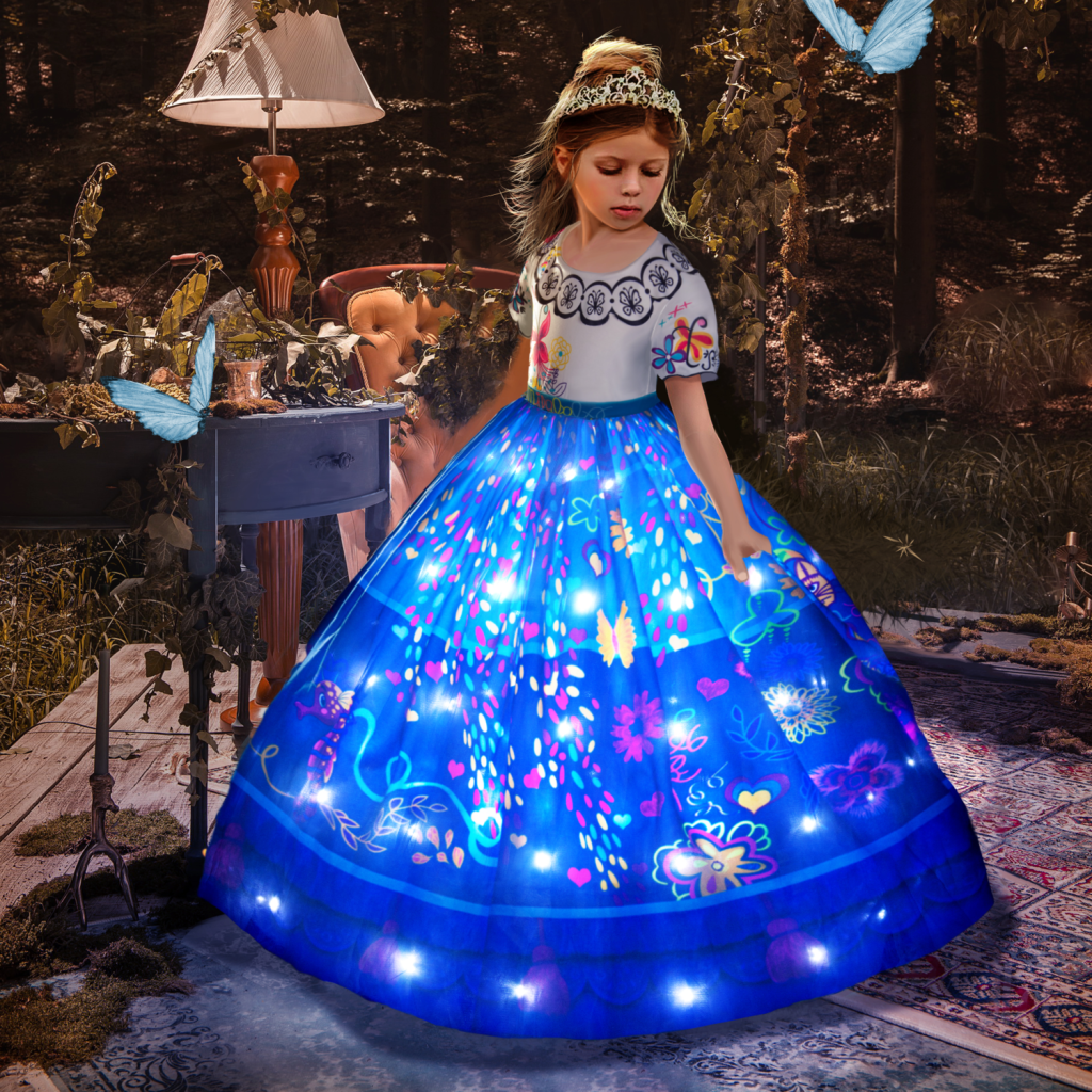 Picture of: Uporpor Encanto Mirabel Princess LED Light Up Dress for Girls Cosplay  Isabela Christmas Birthday Party Carnival Evening Dresses